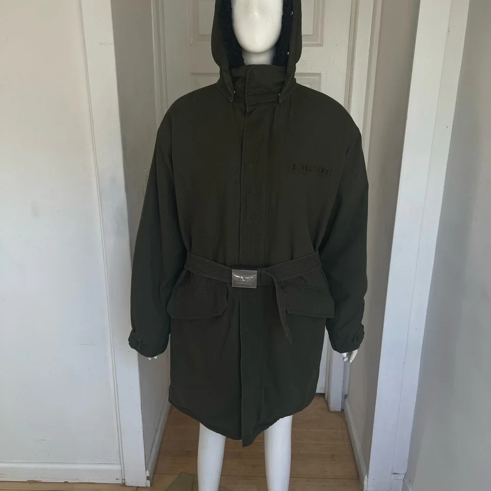 NWT Zadig & Voltaire Khaki Green Parka Coat Faux Shearling Lined Size Medium M - Picture 3 of 14